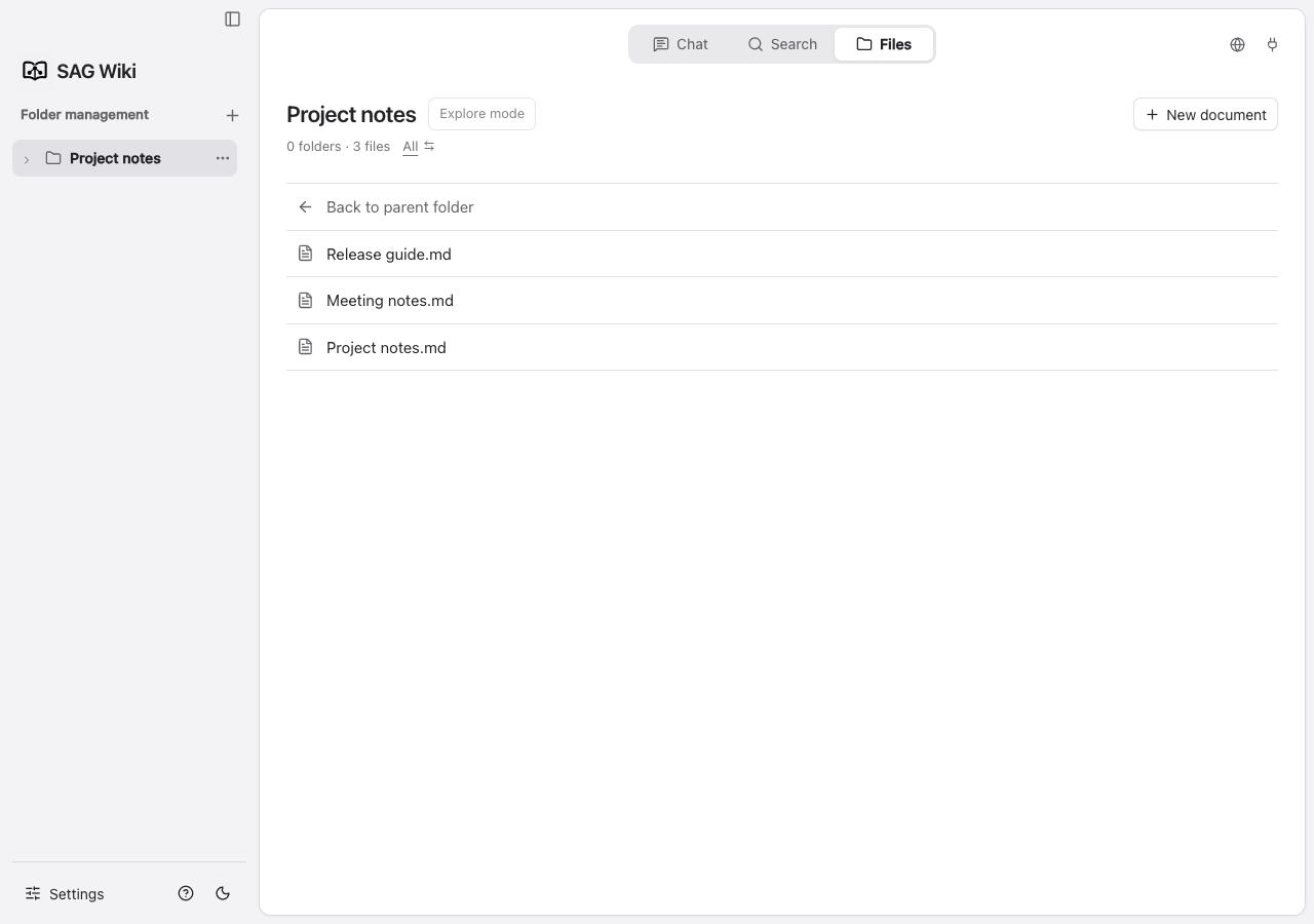 Markdown files in the Project notes example folder