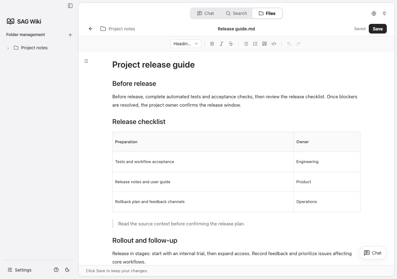 Markdown document and editing toolbar