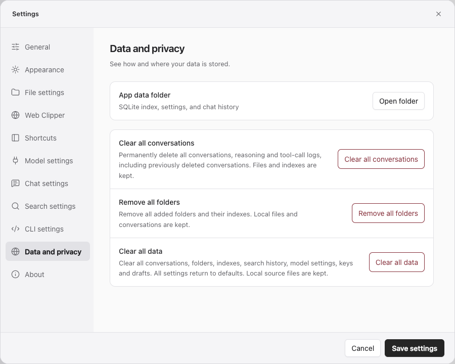 Data cleanup controls and retained data