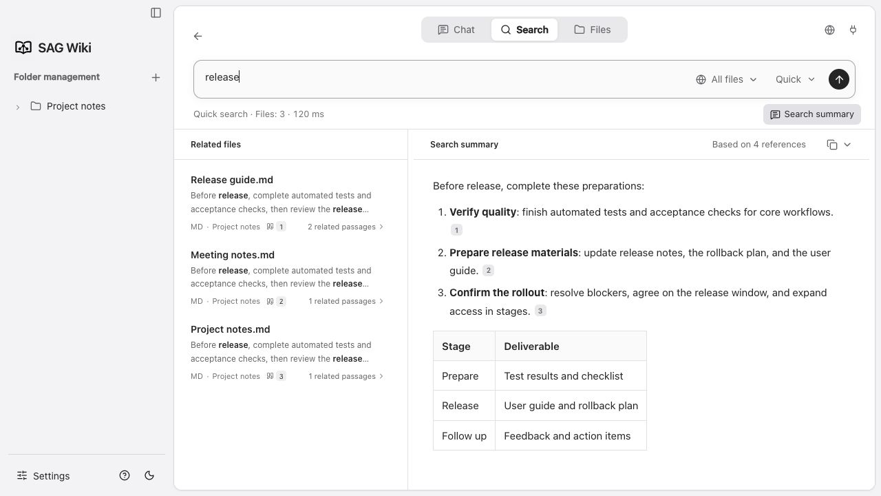 Search summary opens automatically